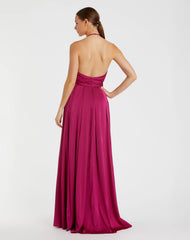 Magenta Halter Neck Charmeuse Gown