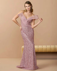 Pink Embellished Strapless Gown With Sculptural Drape