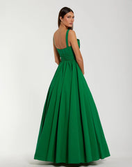 Green Sleeveless Corset Ball Gown With Bow